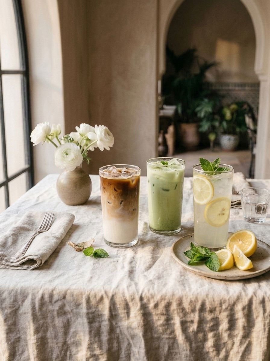 Iced latté, matcha et limonade